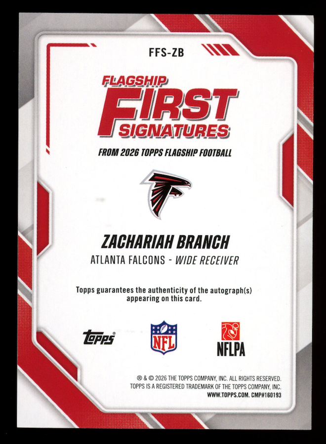 ZACHARIAH BRANCH 2026 Topps Flagship First Signatures Rookie Auto #FFS-ZB