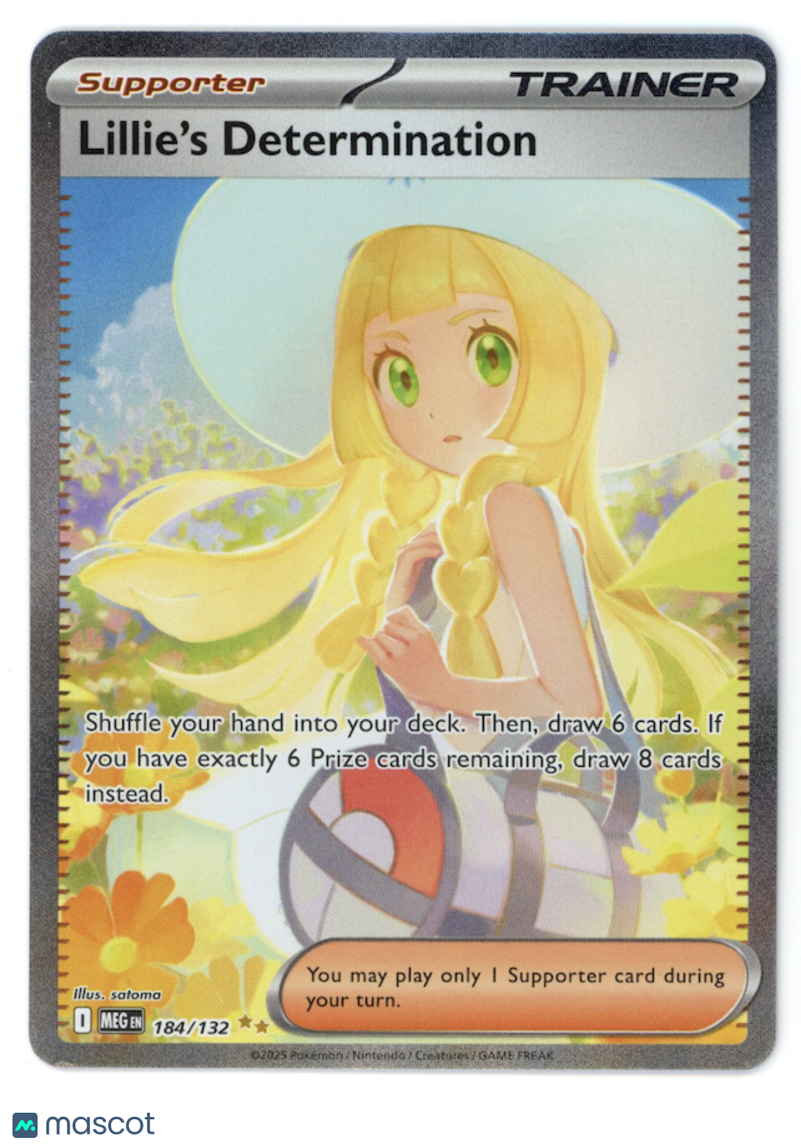 LILLIE'S DETERMINATION Pokemon Mega Evolution Special Illustration Rare #184/132