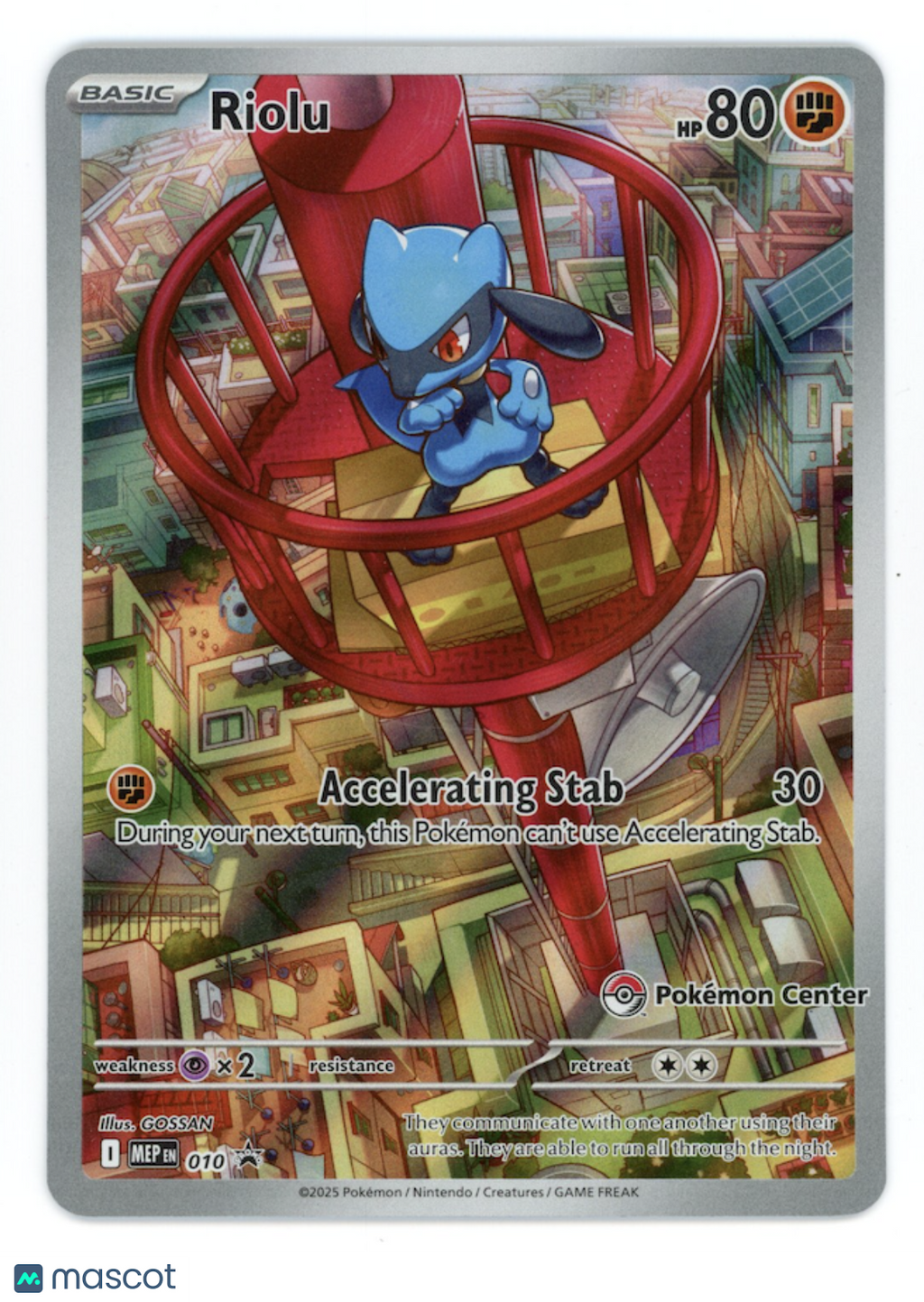 RIOLU 2025 Pokemon Mega Evolution Black Star Promo Pokemon Center Stamped #010