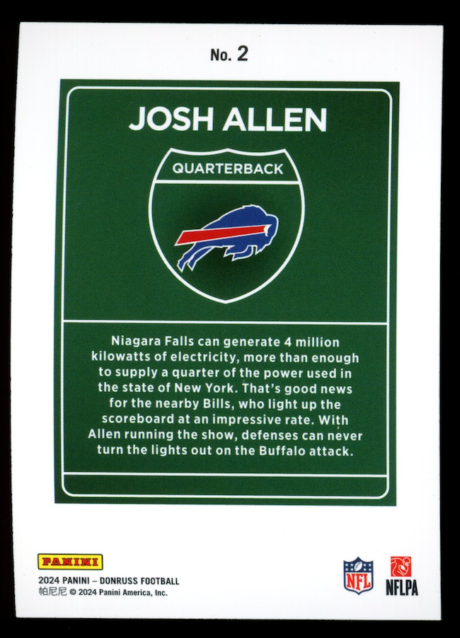 JOSH ALLEN 2024 Panini Donruss Downtown Case Hit SSP #2 Bills