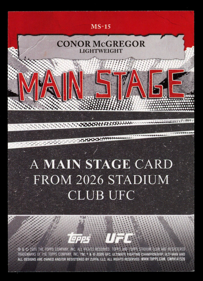 CONOR MCGREGOR 2026 Topps Stadium Club UFC Main Stage Turquoise /99 #MS-15