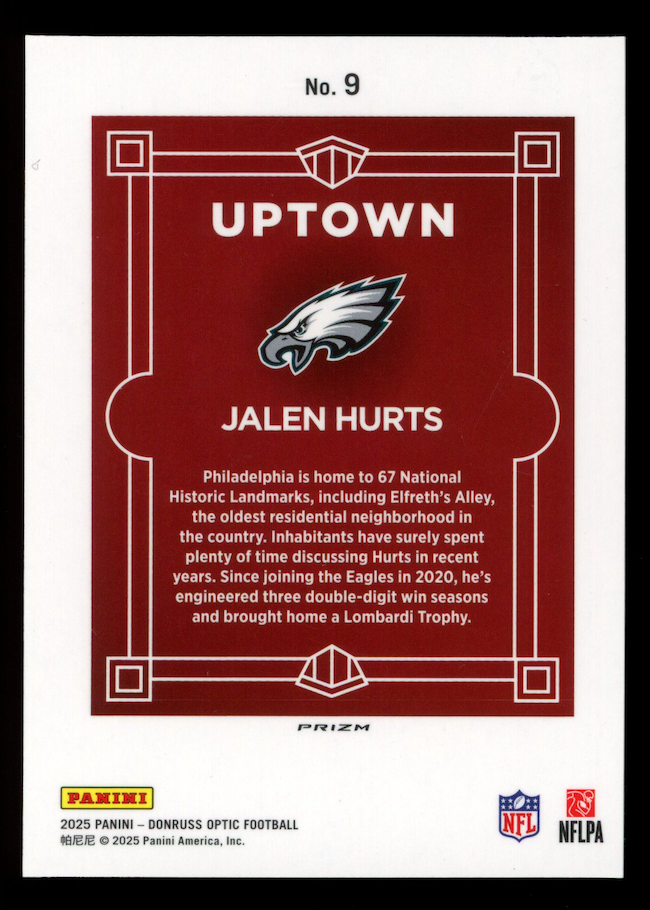 JALEN HURTS 2025 Donruss Optic Uptown Case Hit SSP #9 Eagles