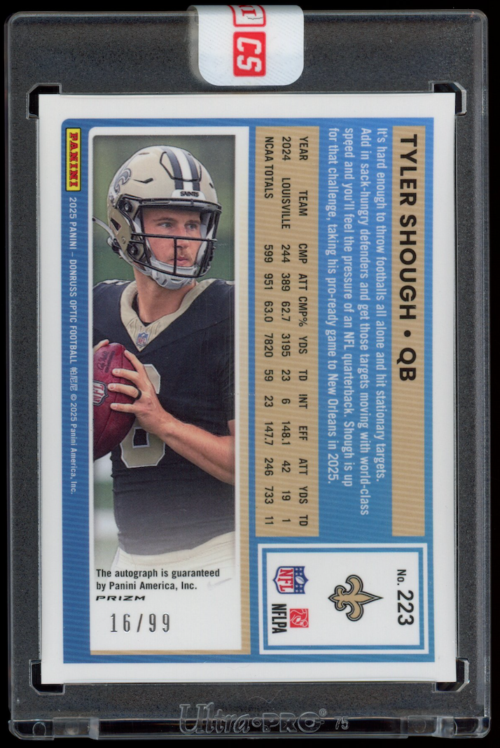 TYLER SHOUGH 2025-26 Panini Donruss Optic Rated Rookie Auto Red Prizm /99 #223