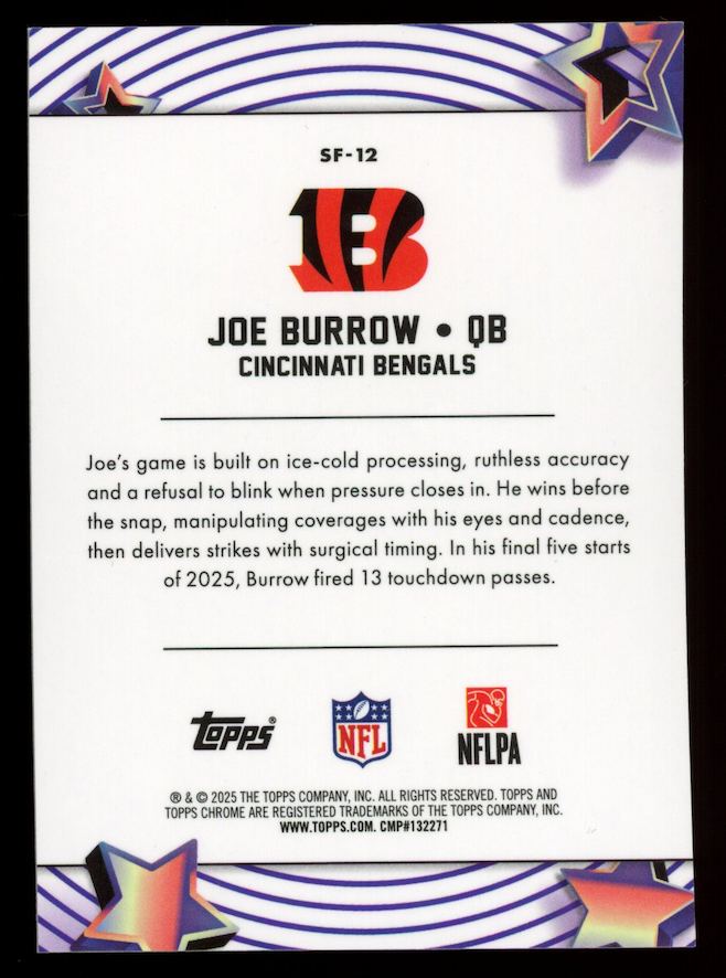 JOE BURROW 2025 Topps Chrome StarFractor Pink StarFractor 1/1 #SF-12 Bengals