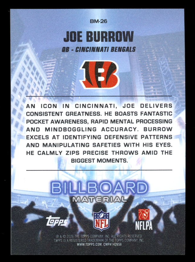 JOE BURROW 2026 Topps Flagship Billboard Material Case Hit SSP #BM-26 Bengals