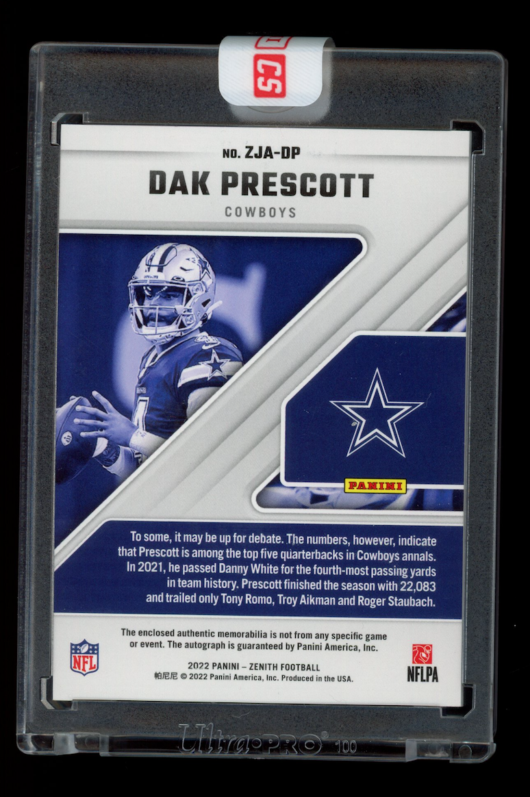 DAK PRESCOTT 2022 Panini Zenith Z-Jersey Autographs Patch Auto /10 #ZJA-DP