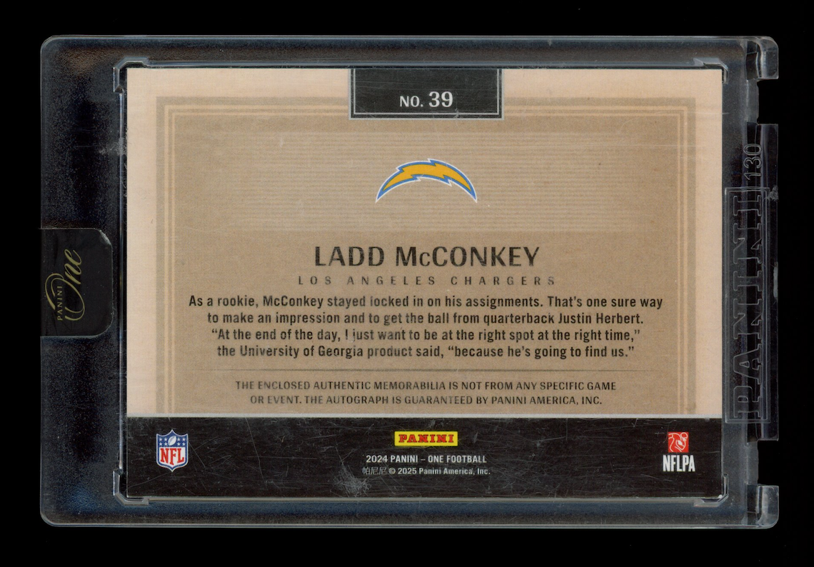LADD MCCONKEY 2024 Panini One Rookie Dual Patch Auto /199 #39 Chargers