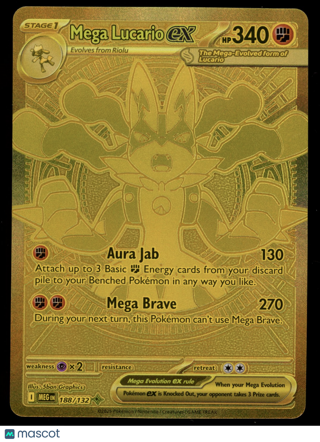 MEGA LUCARIO EX 2025 Pokemon Mega Evolution #188/132 Mega Hyper Rare