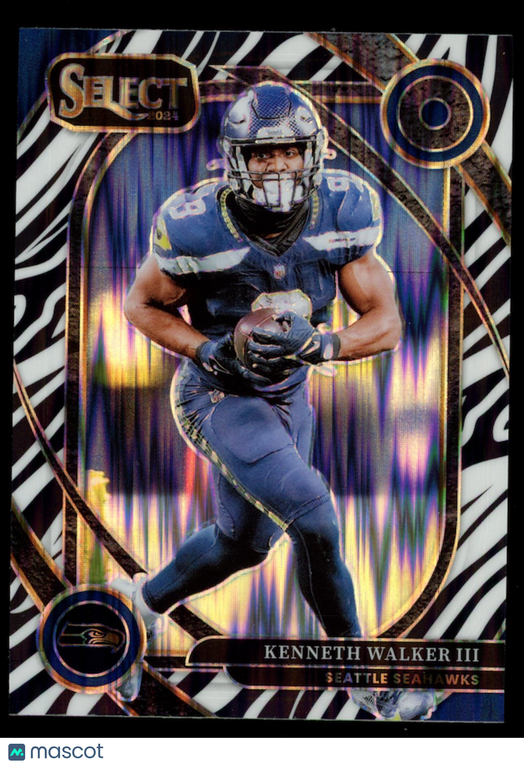 KENNETH WALKER III 2024 Panini Select Club Level Zebra Prizm Case Hit SSP #275