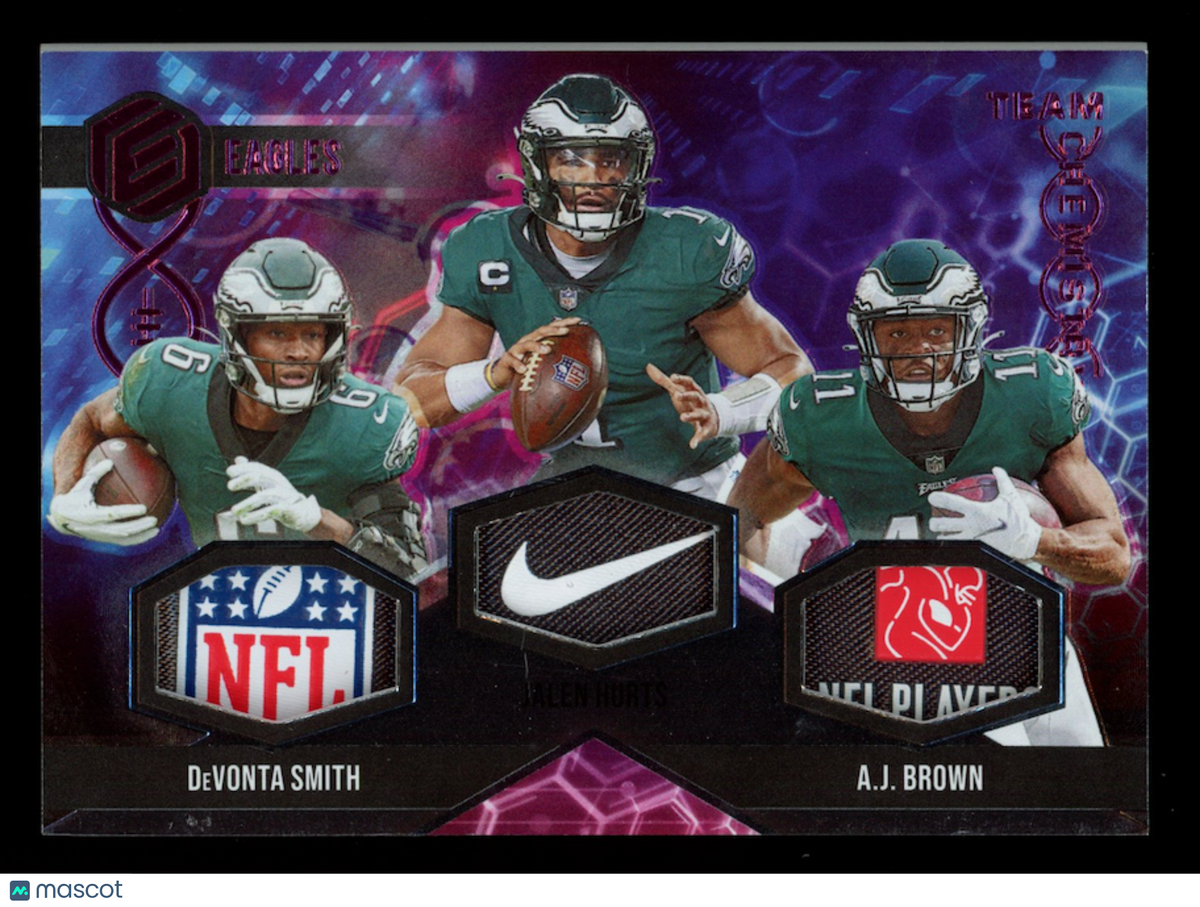 JALEN HURTS SMITH BROWN 2022 Panini Elements Triple Logo Patch Hydrogen 1/1