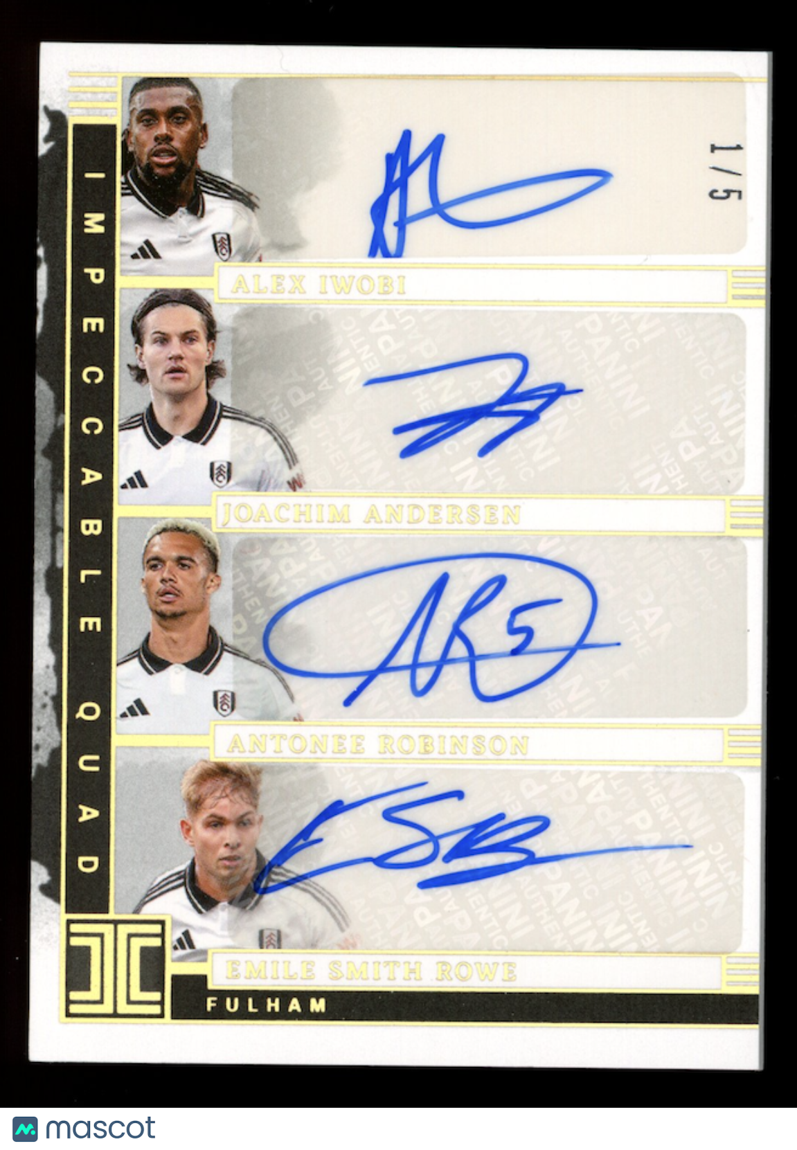 IWOBI ANDERSEN ROBINSON ROWE 2024-25 Panini Impeccable Quad Auto /5 #IQ-FUL