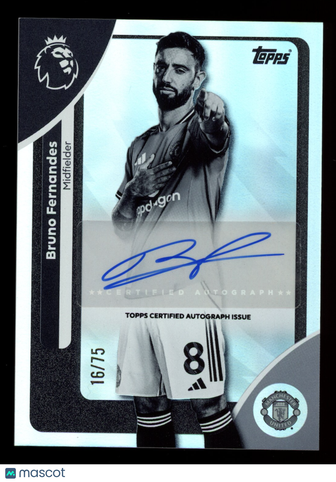 BRUNO FERNANDES 2025-26 Topps Premier League Auto Black White Rainbow /75 #AC-BF