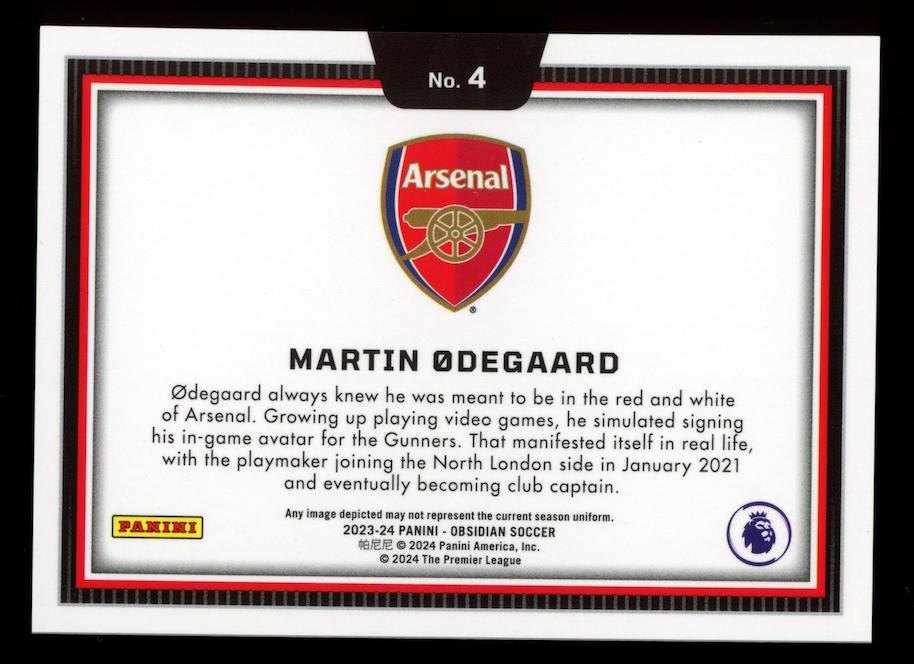 MARTIN ODEGAARD 2023-24 Panini Obsidian Soccer Color Blast Black Case Hit SSP #4
