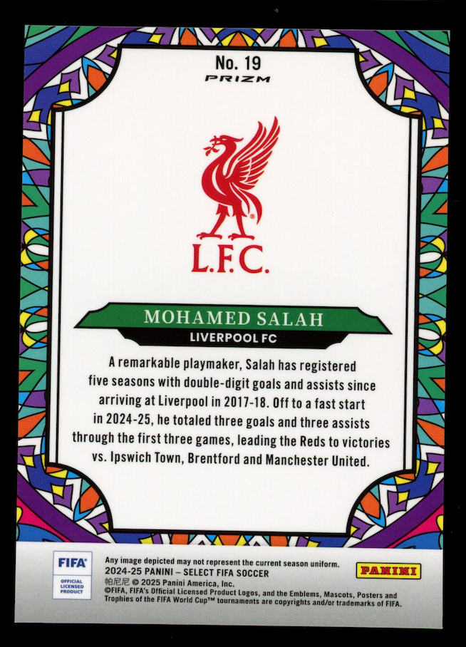 MOHAMED SALAH 2024-25 Panini Select FIFA Soccer Stained Glass SSP #19 Liverpool