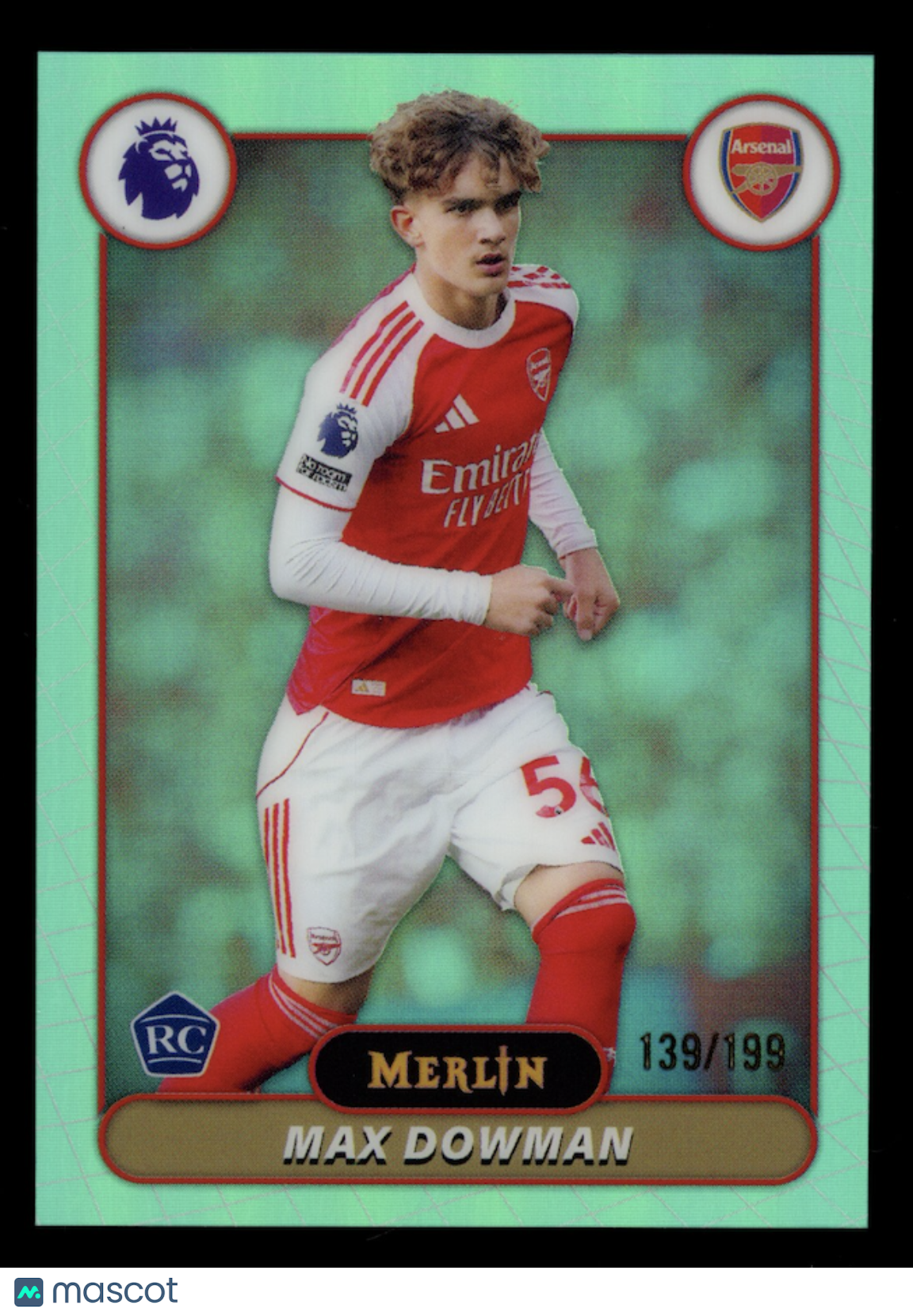 MAX DOWMAN 2025-26 Topps Merlin Premier League Rookie Aqua Refractor /199 #20