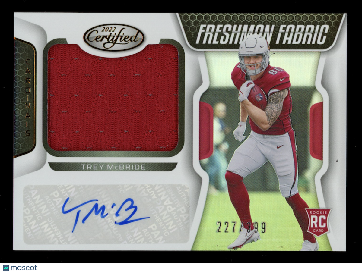 TREY MCBRIDE 2022 Panini Certified Freshman Fabric Rookie Patch Auto /399 #239
