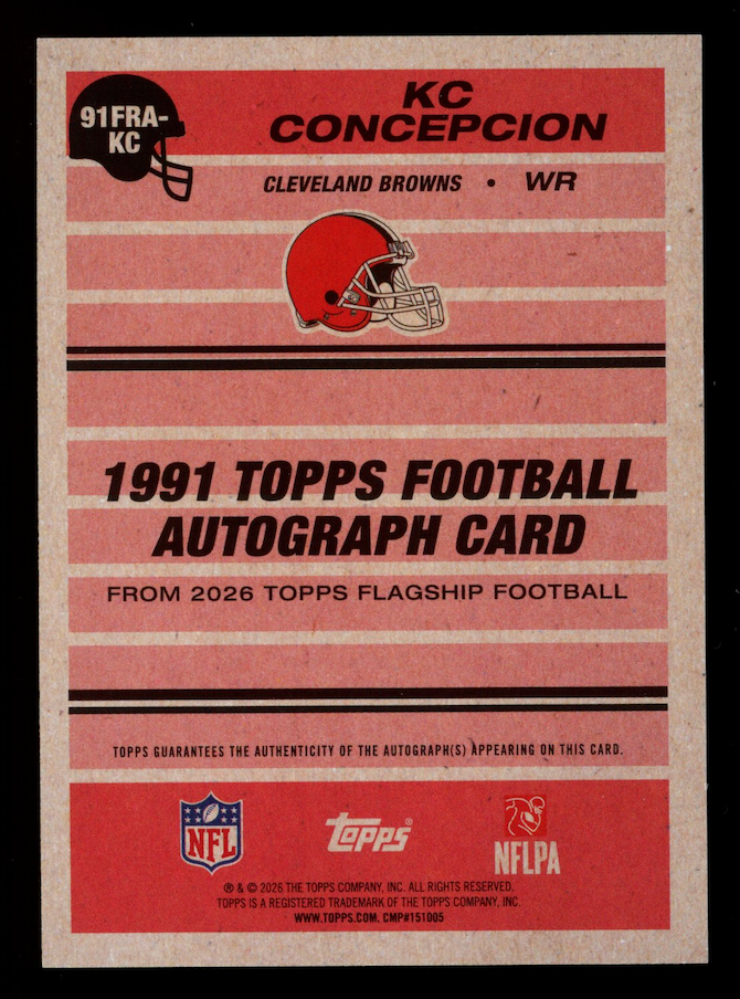 KC CONCEPCION 2026 Topps Flagship Football 1991 Rookie Auto #91FRA-KC Browns