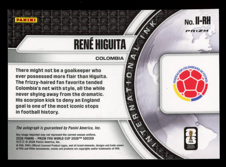 RENE HIGUITA 2026 Panini Prizm FIFA World Cup International Ink Wave Auto #II-RH