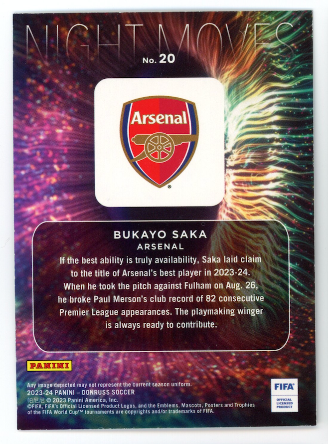 BUKAYO SAKA 2023-24 Panini Donruss Soccer Night Moves Case Hit SSP #20 Arsenal