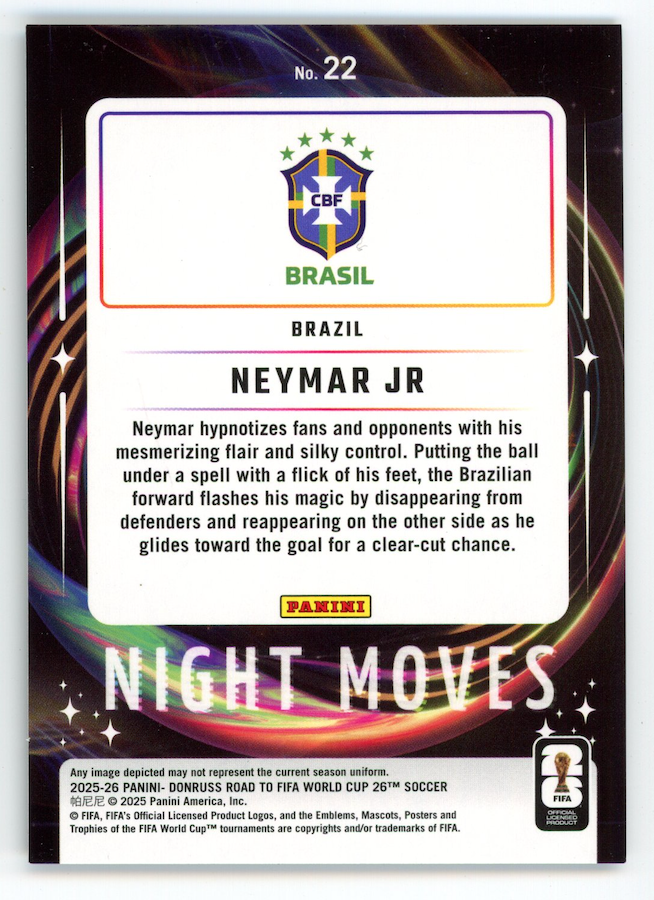 NEYMAR JR 2025-26 Panini Donruss Road to FIFA World Cup Night Moves SSP #22