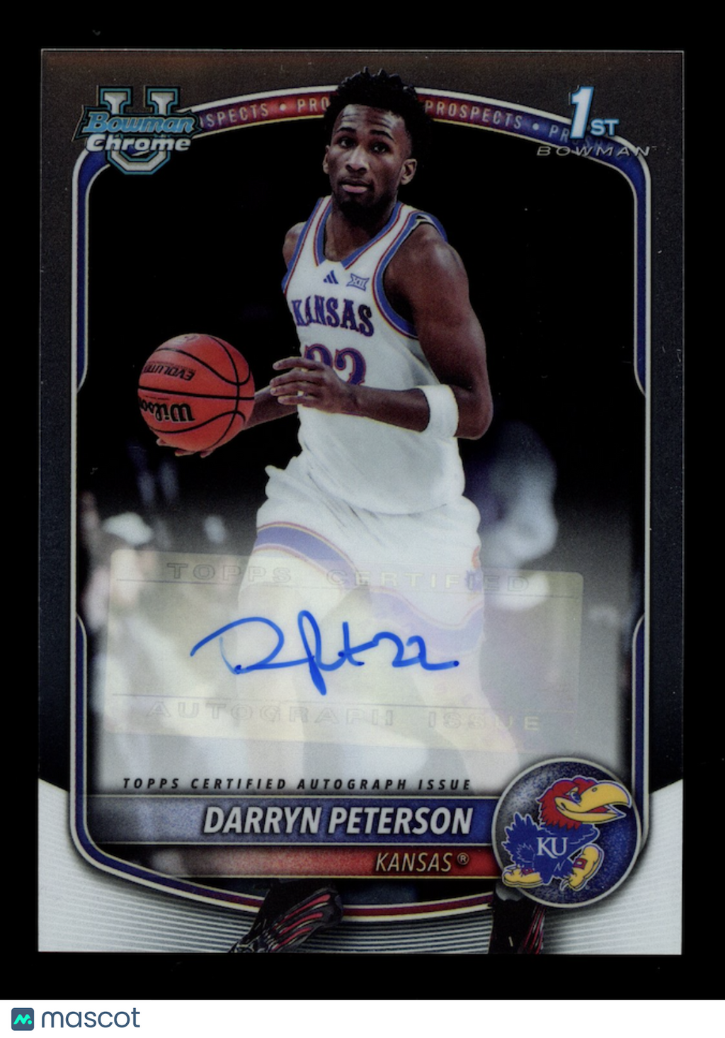 DARRYN PETERSON 2025-26 Bowman Chrome 1st Prospect Auto #CPA-DP Kansas