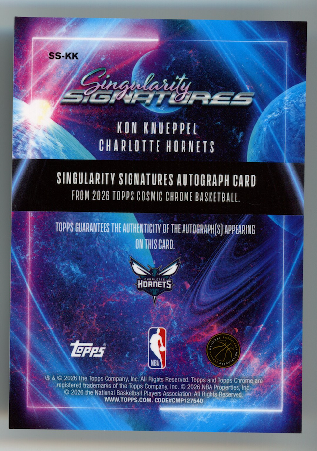 KON KNUEPPEL 2025-26 Topps Cosmic Chrome Singularity Signatures Rookie Auto