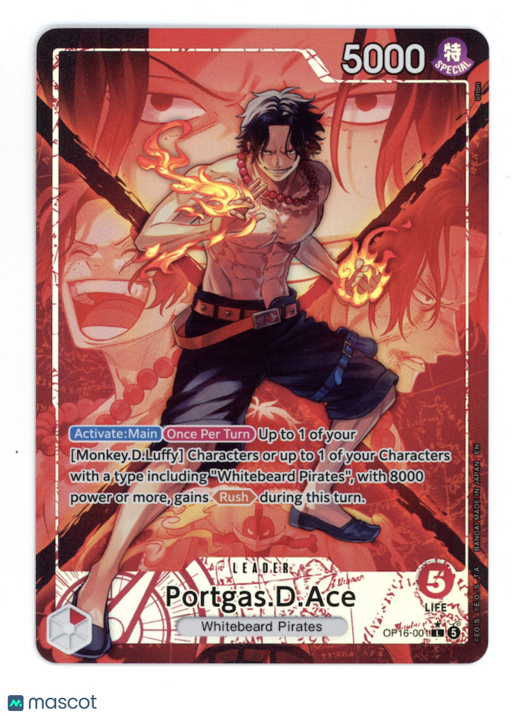 PORTGAS.D ACE One Piece The Time of Battle Leader Alternate Art #OP16-001