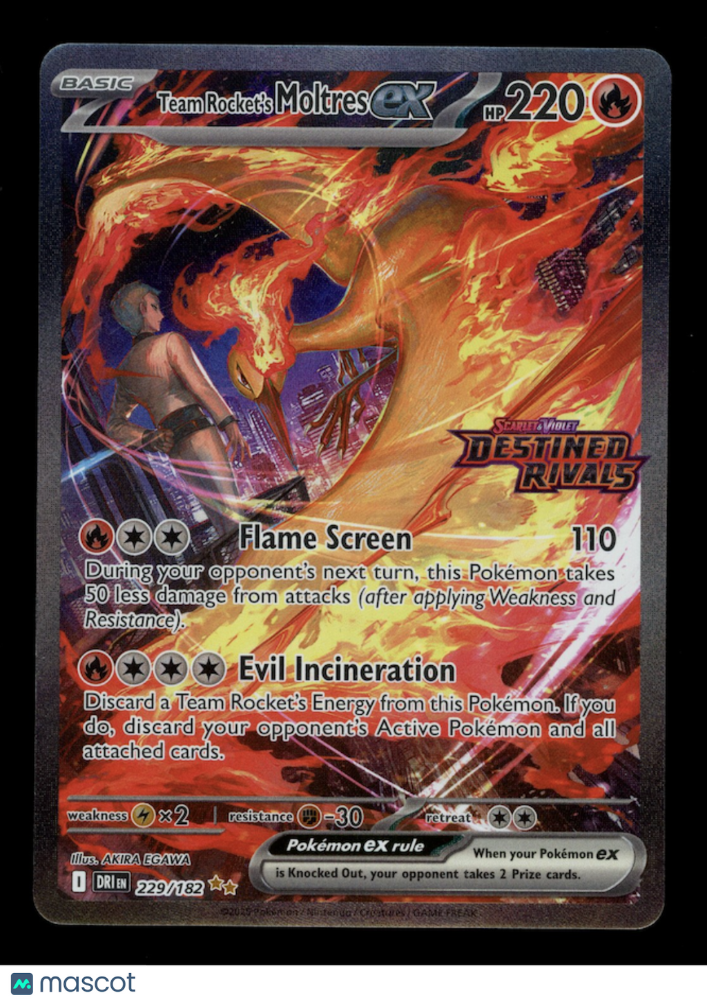 TEAM ROCKET'S MOLTRES EX Pokemon Destined Rivals Special Illustration Rare #229