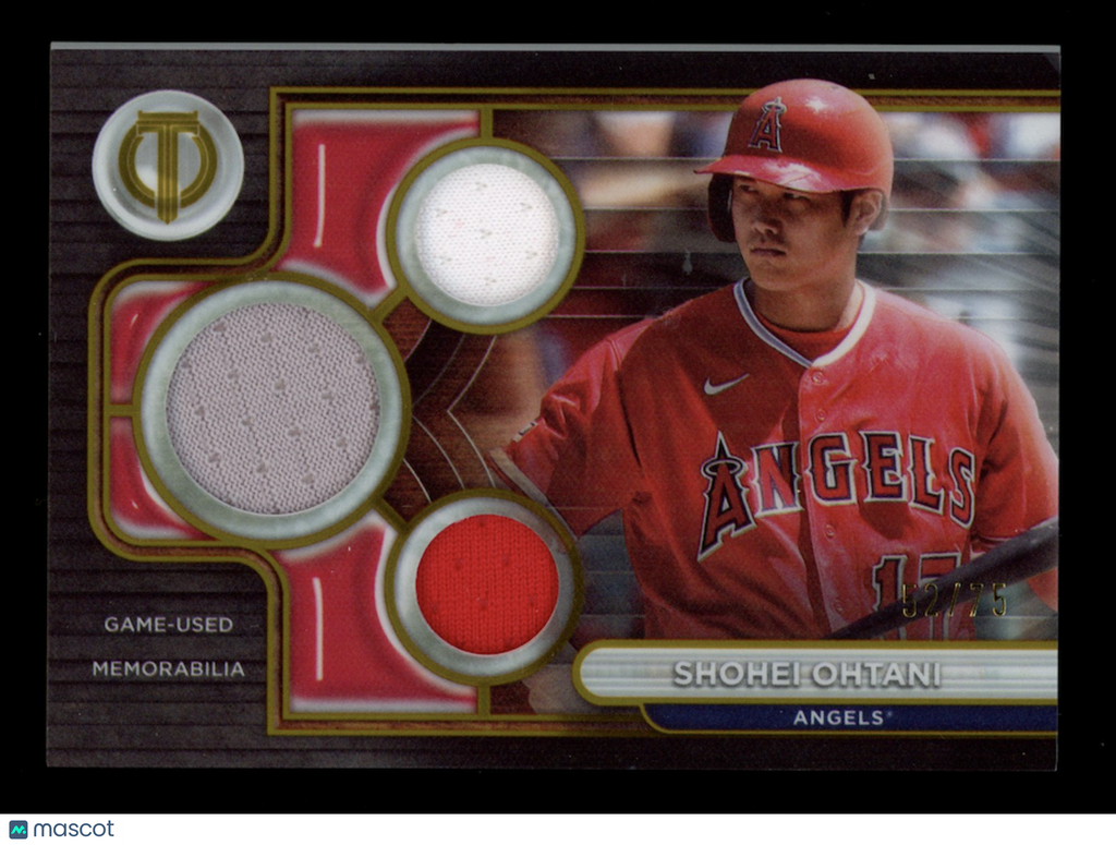 SHOHEI OHTANI 2024 Topps Tribute Triple Relic Patch Gold /75 #TTR-SO Angels