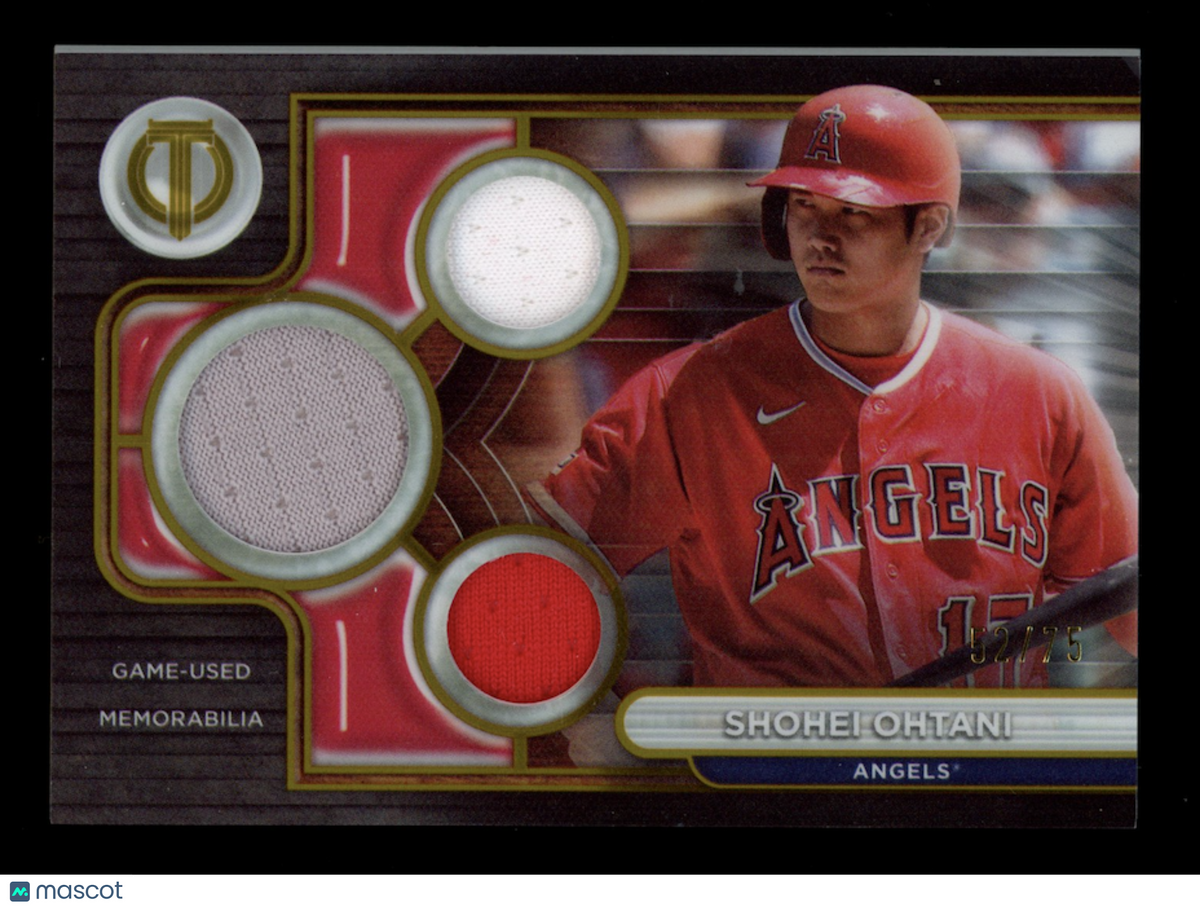 SHOHEI OHTANI 2024 Topps Tribute Triple Relic Patch Gold /75 #TTR-SO Angels