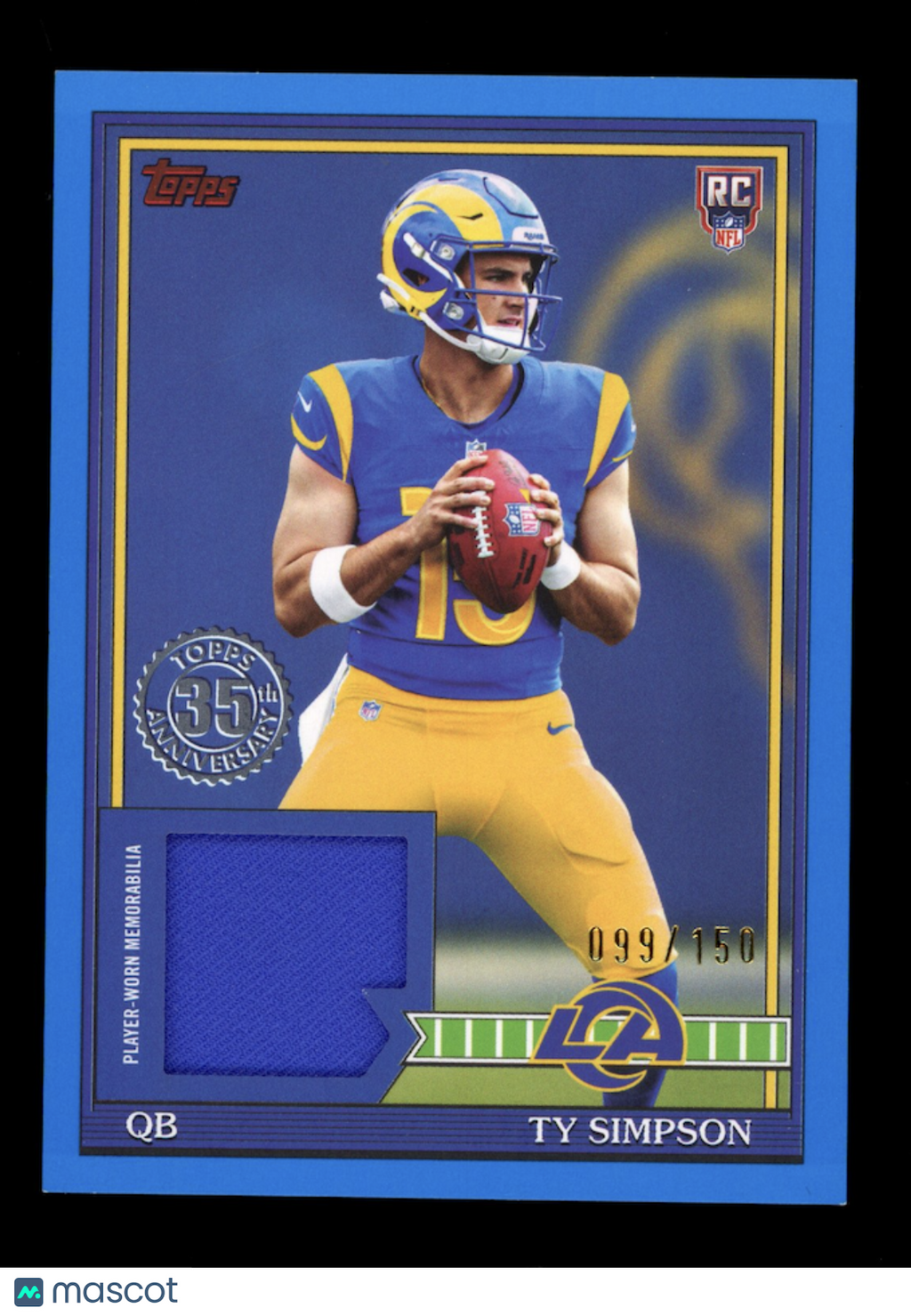 TY SIMPSON 2026 Topps Flagship 1991 Rookie Relic Patch Blue /150 #91RR-TS