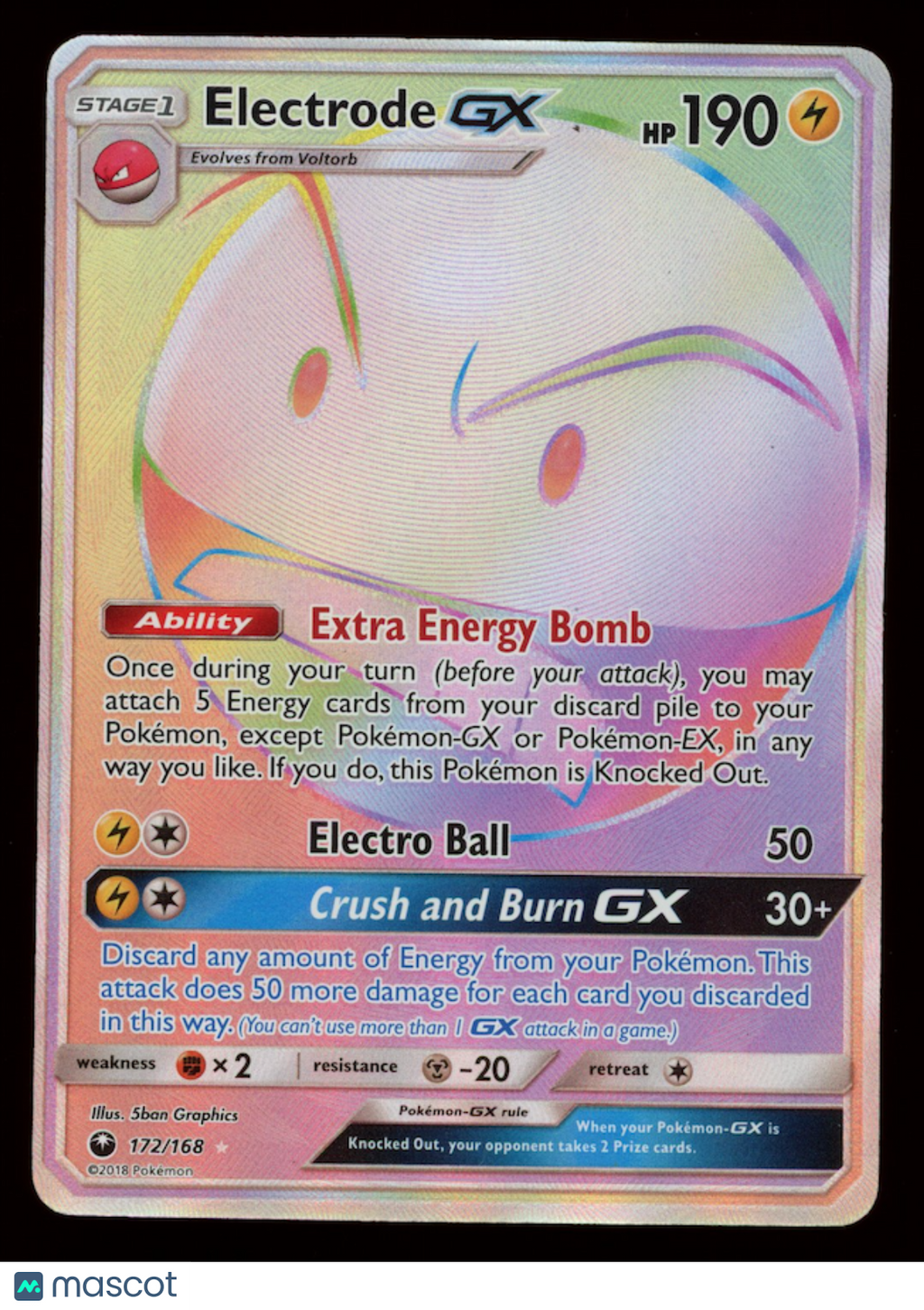 ELECTRODE GX 2018 Pokemon Celestial Storm Rainbow Secret Rare #172/168