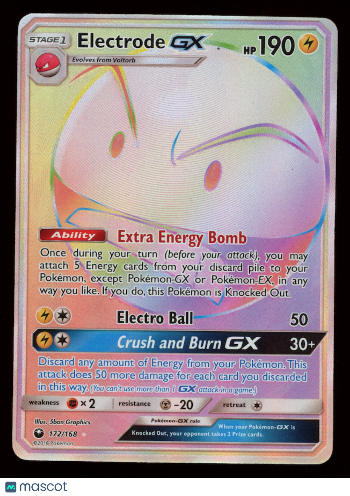 ELECTRODE GX 2018 Pokemon Celestial Storm Rainbow Secret Rare #172/168