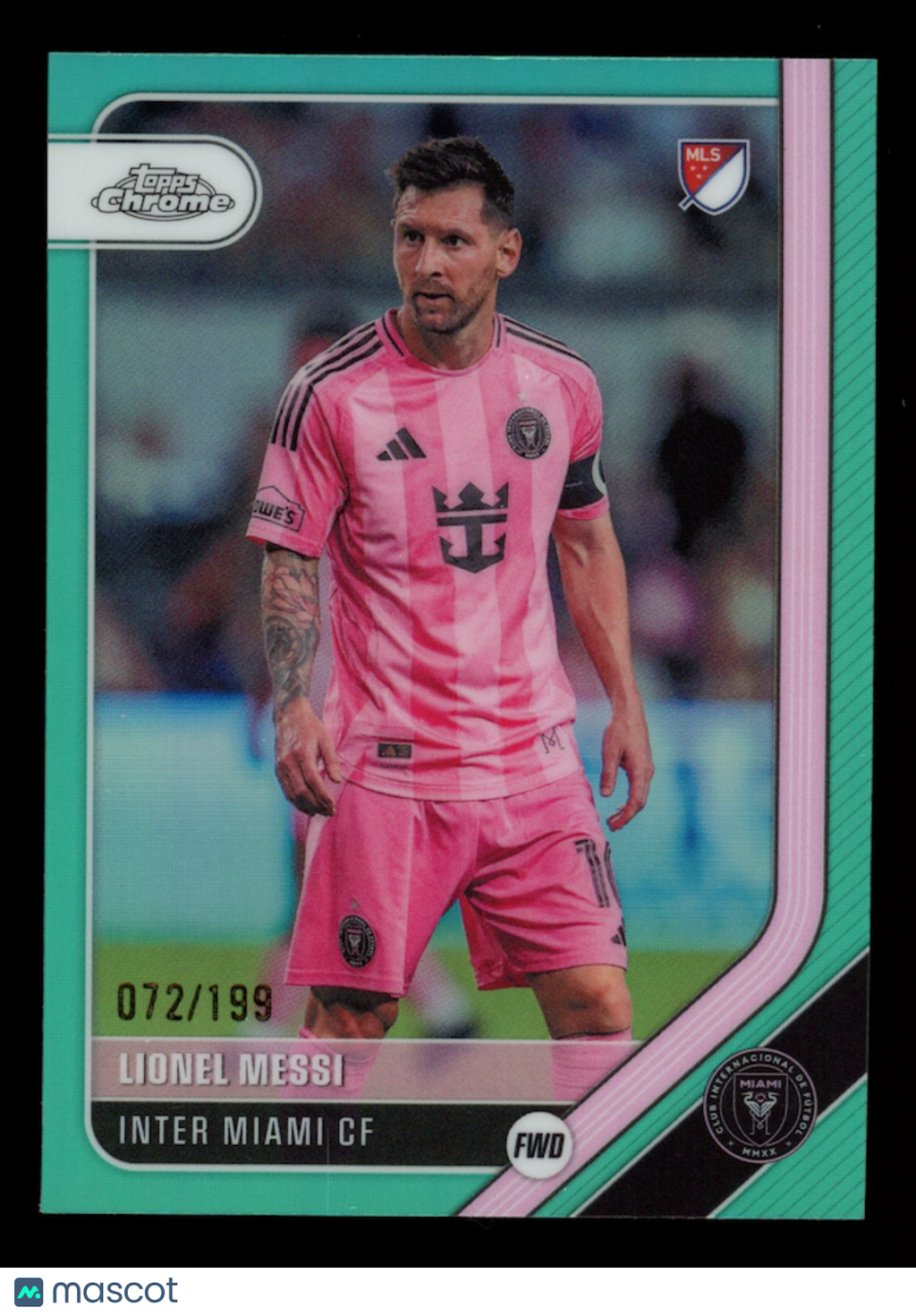 LIONEL MESSI 2026 Topps Chrome MLS Aqua Refractor /199 #10 Inter Miami