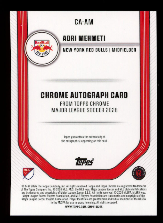 ADRI MEHMETI 2026 Topps Chrome Rookie Auto Purple Refractor /75 #CA-AM