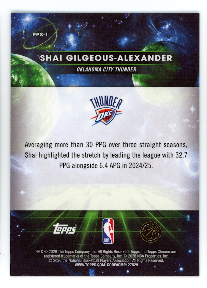 SHAI GILGEOUS-ALEXANDER 2025-26 Topps Chrome Planetary Pursuit Sun #PPS-1