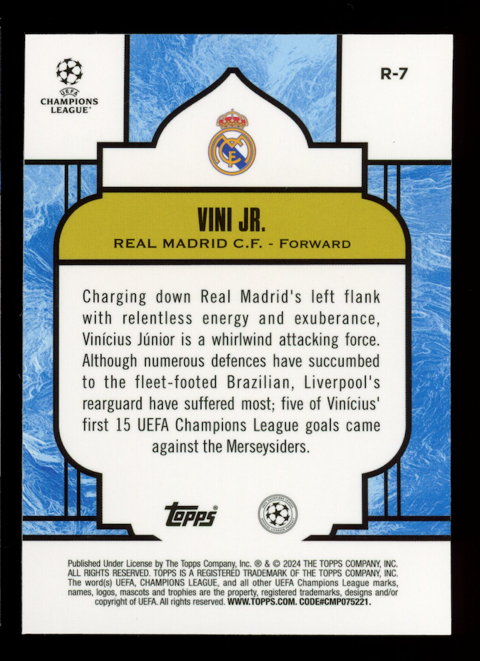 VINI JR. 2023-24 Topps Merlin UEFA Club Renaissance SSP #R-7 Real Madrid
