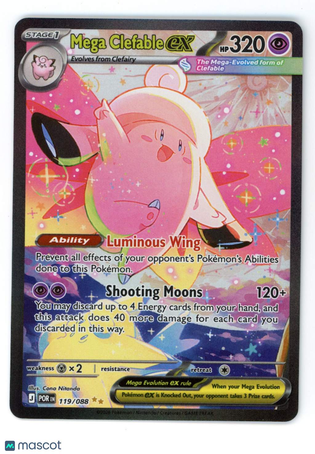 MEGA CLEFABLE EX 2026 Pokemon Perfect Order Special Illustration Rare #119/088
