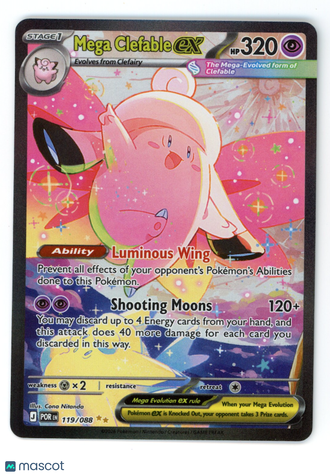 MEGA CLEFABLE EX 2026 Pokemon Perfect Order Special Illustration Rare #119/088