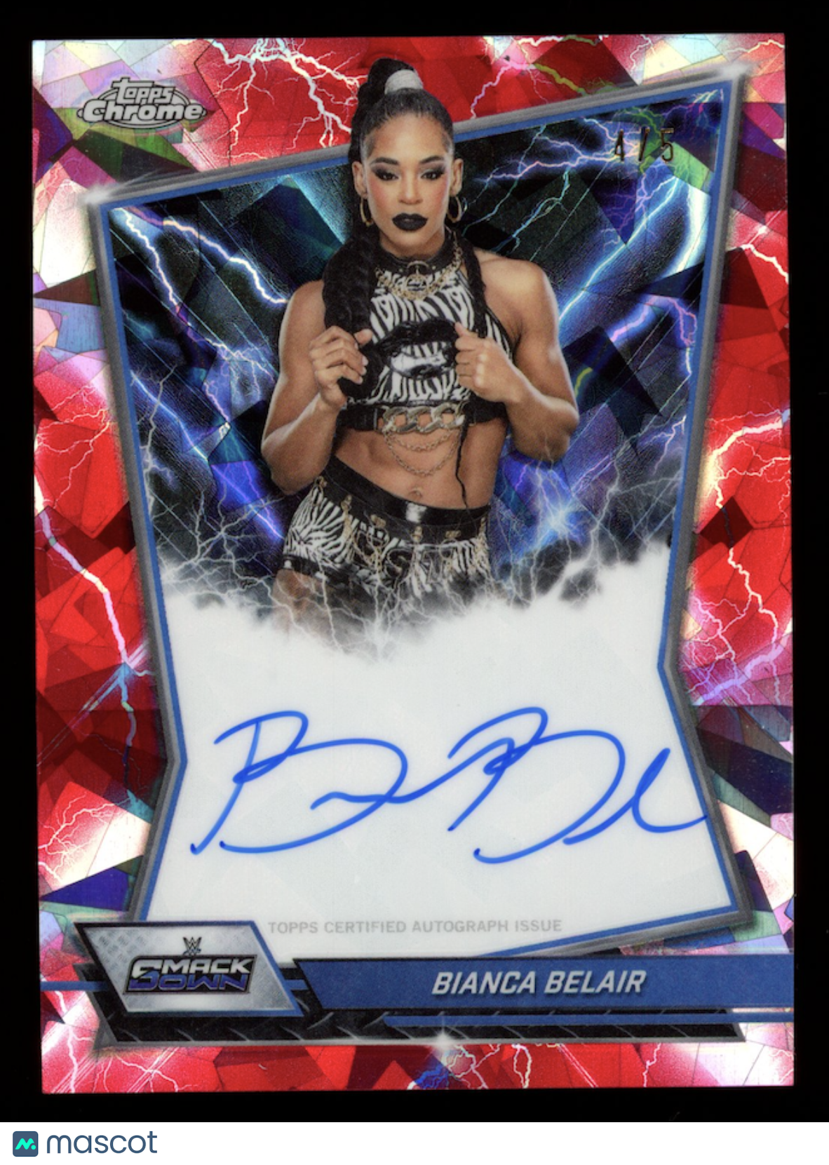 BIANCA BELAIR 2026 Topps Chrome WWE Sapphire Edition Auto Red /5 #BBA-BIA