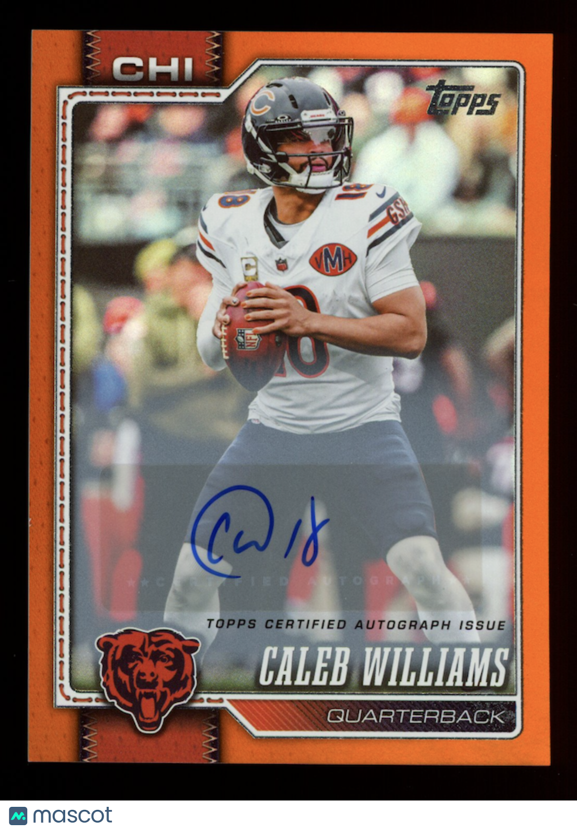 CALEB WILLIAMS 2026 Topps Flagship Auto Orange Rainbow Foil /25 #35 Bears