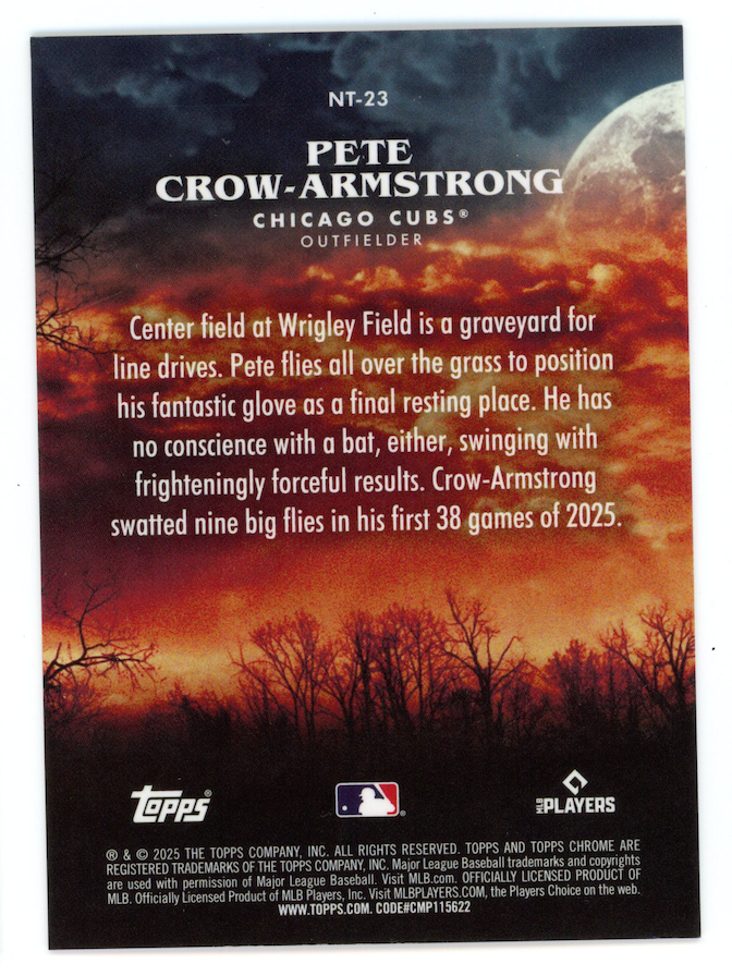 PETE CROW-ARMSTRONG 2025 Topps Chrome Night Terrors Orange Refractor /25 #NT-23