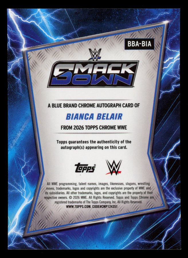 BIANCA BELAIR 2026 Topps Chrome WWE Sapphire Edition Auto Red /5 #BBA-BIA