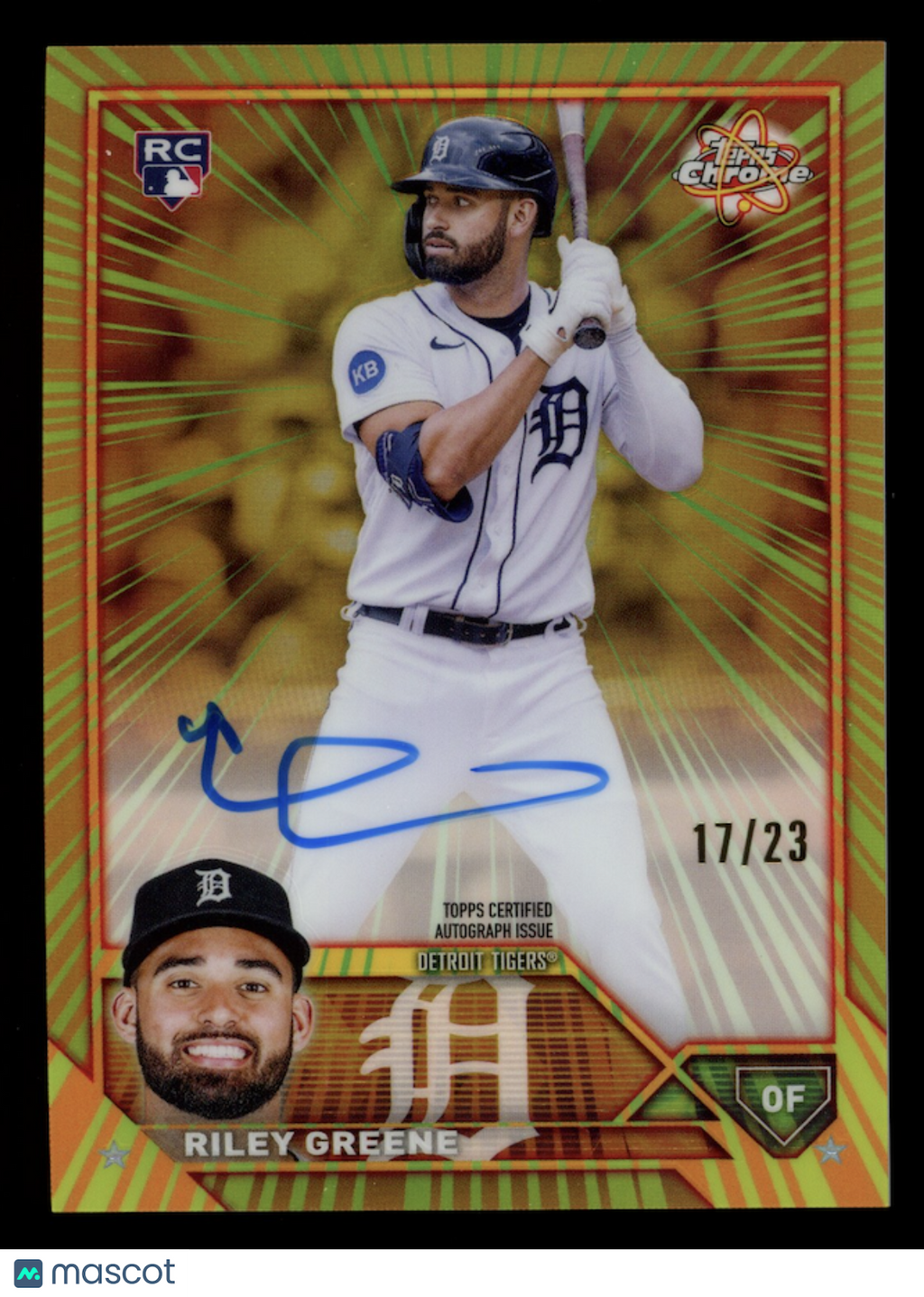 RILEY GREENE 2023 Topps Chrome Radiating Rookies Auto /23 #RRA-RG Tigers