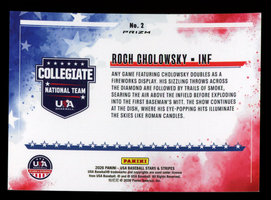 ROCH CHOLOWSKY 2026 Panini USA Stars & Stripes Color Blast Case Hit SSP #2