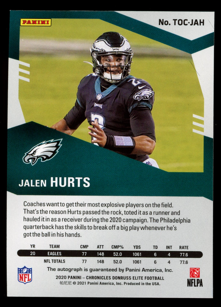 JALEN HURTS 2020 Panini Chronicles Donruss Elite Turn Of The Century Auto /149