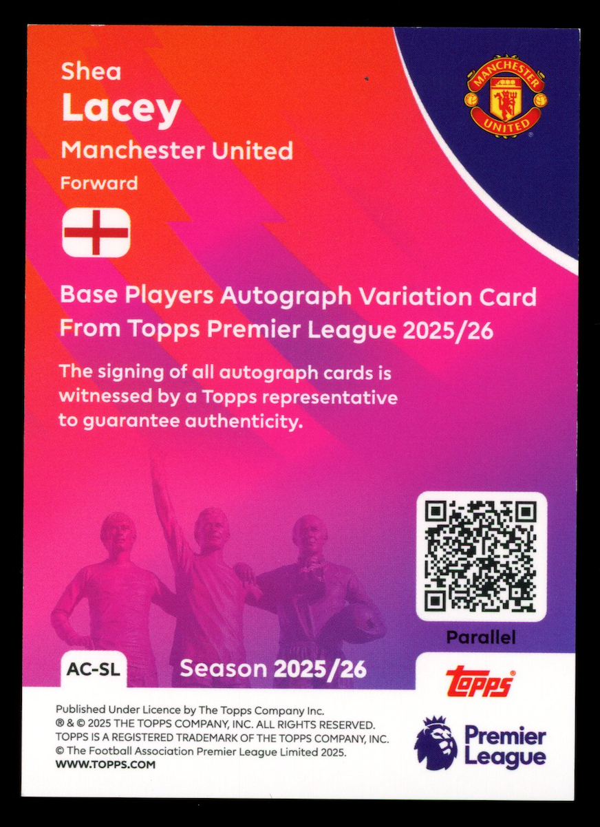 SHEA LACEY 2025-26 Topps Premier League Rookie Auto Gold /50 #AC-SL Man United