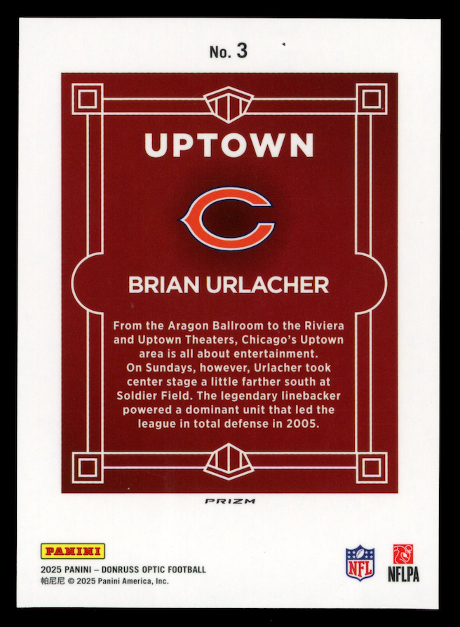 BRIAN URLACHER 2025 Panini Donruss Optic Uptown Prizm Case Hit SSP #3 Bears