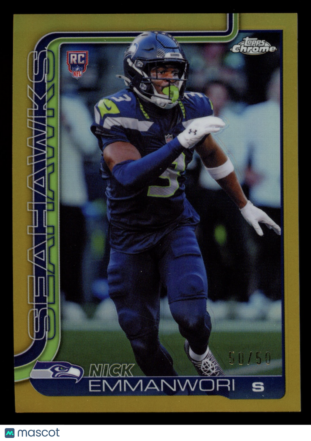NICK EMMANWORI 2025 Topps Chrome Rookie True Gold Refractor /50 #348 Seahawks