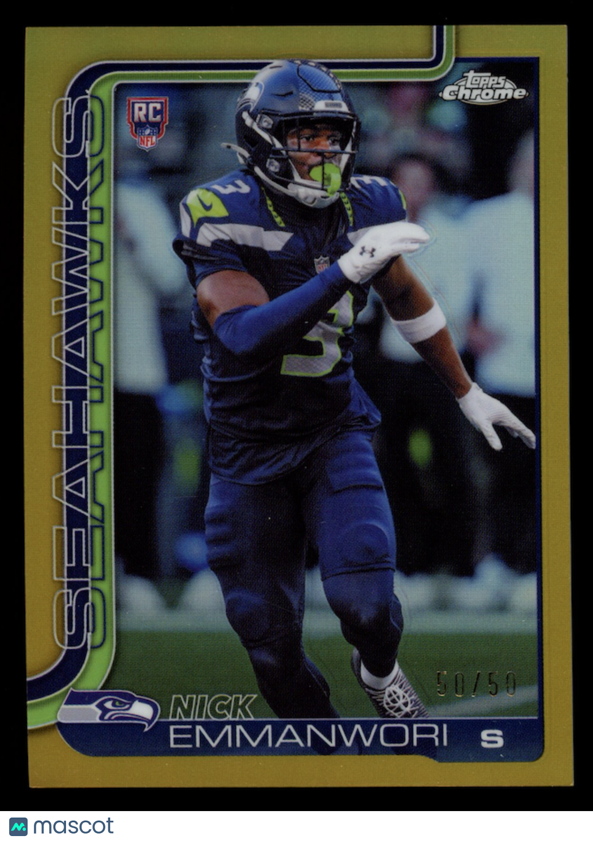 NICK EMMANWORI 2025 Topps Chrome Rookie True Gold Refractor /50 #348 Seahawks
